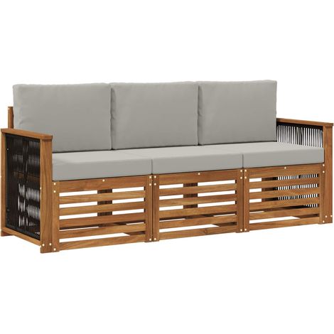 Juegos de sofás con cojín 3 pcs Madera de Acacia Sólida vidaXL