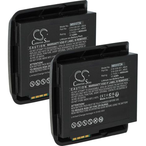 vhbw 2x batteria sostituisce Intermec AB25, AB24, 318-052-011 per lettore di codici a barre, POS (4600mAh, 3,7V, Li-Ion)