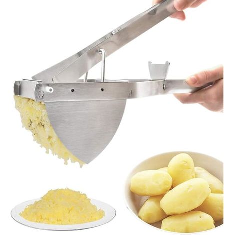 Professioneller Kartoffelstampfer aus Edelstahl für Obst- und Gemüsepürees, robustes Gemüsesieb, Kartoffelpresse, praktisches Küchengerät. (1/5)