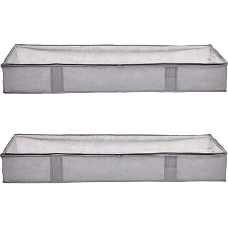 Lot de 2 housses de rangement pour dessous de lit avec fermeture Éclair, 106.68 x 45.72 x 15.24 cm, Gris (1/5)
