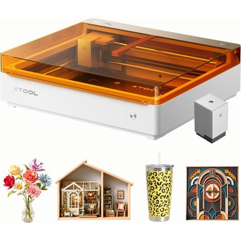 xTool M2 10W Graveur Laser, Double Caméra Intégrée, Sécurité de Class 1, Machine de Gravure Laser pour Bois, Acrylique, Stickers DIY et Cadeaux Personnalisés-M2 10W Couleur Kit