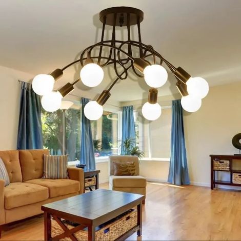Plafonnier Retro,Lustre Plafonnier Industrielle en Métal avec 6-Lampes Style Edison pour Salon Chambre (1/4)