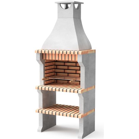 MOVELAR - Barbecue préfabriqué à bois et charbon de bois en béton réfractaire modèle Alcoa XL (Gris, Orange - 86,5 x 58 x 225 cm) REF: 3413/4 - Barbecue de jardin avec foyer fixe pour extérieur (1/2)