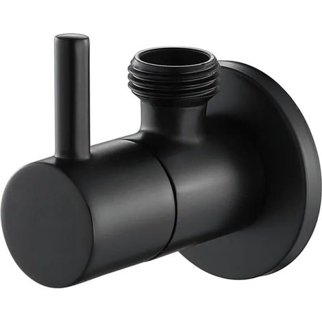 Badezimmerzubehör, schwarzes WC-Ventil, Eckventile für Warm- und Kaltwasser, Messing-Füllarmaturen für Warmwasser-WCs (1/4)