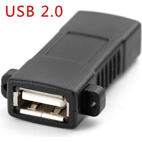 Adaptateur USB femelle-femelle avec trous de vis 2.0/3.0, connecteur adaptateur pour montage sur panneau (1/4)