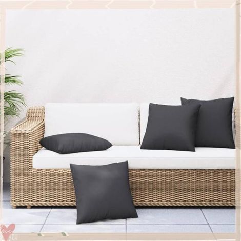 360366 Coussins de canapé lot de 4 noir 40x40 cm tissu (1/5)
