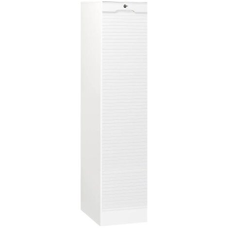Beaux Meubles Pas Chers – Classeur à rideau blanc hêtre 10 étagères réglables – Dimensions L 41,4 x H 172 x P 44 cm – Panneaux mélaminés E0.5 – Sécurisé avec fermeture à clé