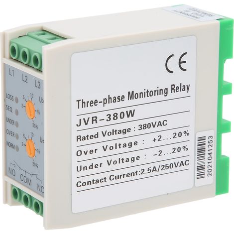 Relais de protection séquence de phases JVR‑380W, protecteur sur/sous tension AC 380V 50/60Hz (1/5)