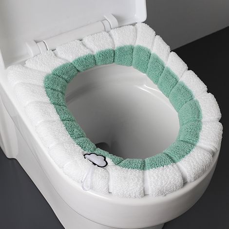 Set mit 4 warmgrünen Toilettensitzen, dicker Sitz für den Winter, ausziehbar und länglich, komfortabel und abwaschbar. (1/5)