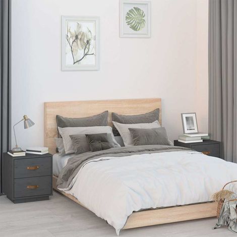 vidaXL Bedside Cabinets 2 pcs Grey 40x34x45 cm Solid Wood Pine (1/5)