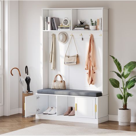 Garderobenständer Schuhbank Aufbewahrung 120x40x191 OKMYHOME (1/5)