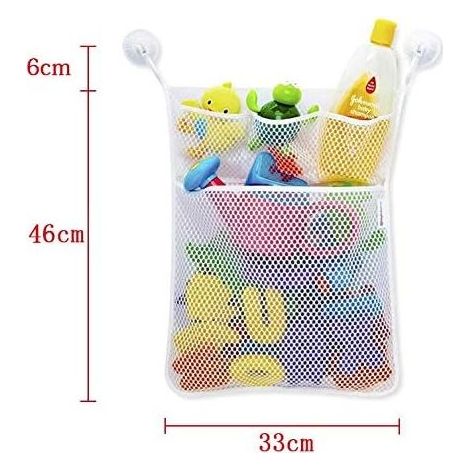 Filet de Rangement Salle de Bain,Organisateur Lavable Multifonctionnel de Jouets de Bain de Maille, 2 Ventouses, Sac de Rangement Net de Jouets pour Bain d'enfant-Fei Yu (1/5)
