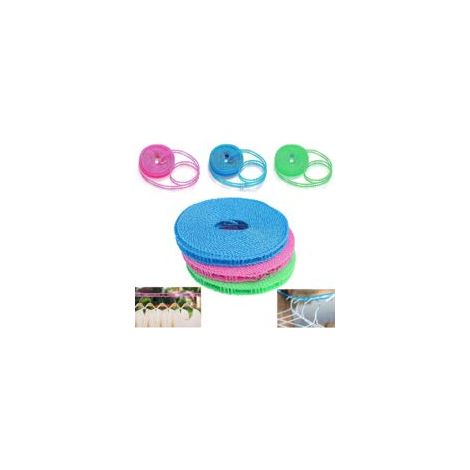 Corde à Linge en Nylon,6 Pièces Cordes à Linge exterieur, Antidérapante Portable Clôture Étendoir Corde(3m,5m) (1/5)