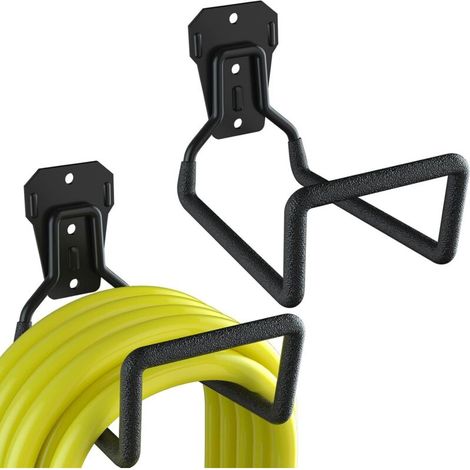 Set di 2 porta tubi da parete – Scaffali portaoggetti in metallo resistenti per giardino, capanno e garage (1/4)