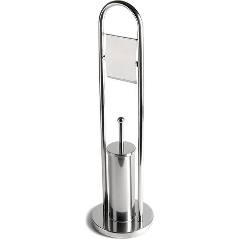 Runder chromierter Toilettenpapierhalter und Toilettenbürstenhalter (1/5)