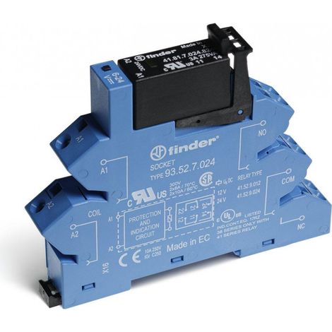 INTERFACE STATIQUE 14MM 1NO ENTREE : 12VDC SORTIE: 24VDC 5A BORNES A RESSORT FINDER 398013