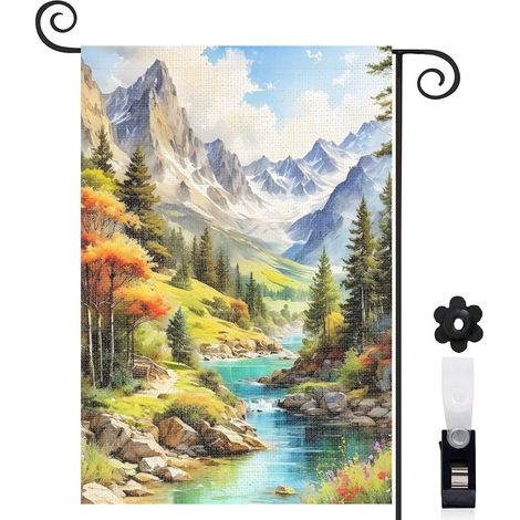 Drapeau de jardin extérieur décoration extérieure toile lavable double face 30 x 45 cm pour entrée maison (1/5)