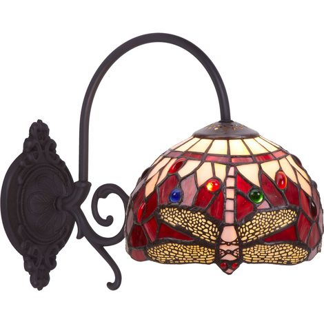 Applique Tiffany avec bras diamètre 20cm Série Belle Rouge