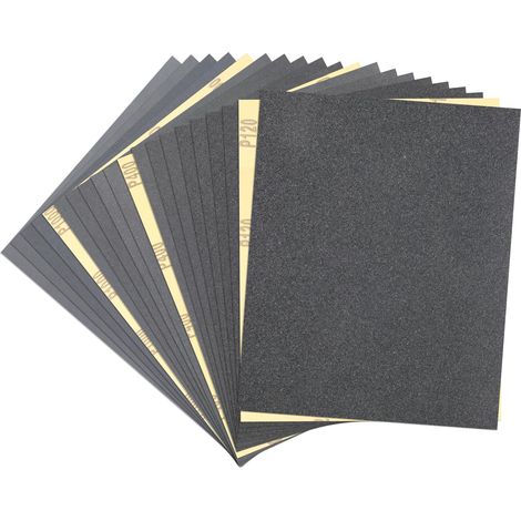 20 Feuilles de Papier de Verre Assorties - Papier à Poncer 120 à 2000 Grains pour Bois, Métal et Carrosserie - Papier Abrasif Humide/Sec 23x28 cm - Idéal pour Ponçage (1/5)