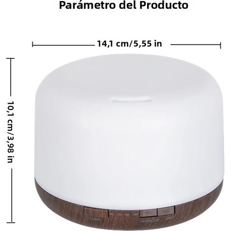 Diffuseur d'huiles essentielles (couleur bois foncé) avec veilleuse colorée et mini humidificateur USB effet bois (1/5)