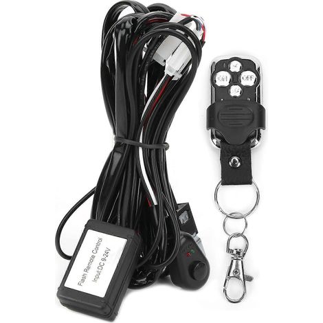 Faisceau de câblage pour lampe stroboscopique LED avec télécommande, étanche IP68, pour véhicules tout-terrain, SUV et pick-ups. (1/4)