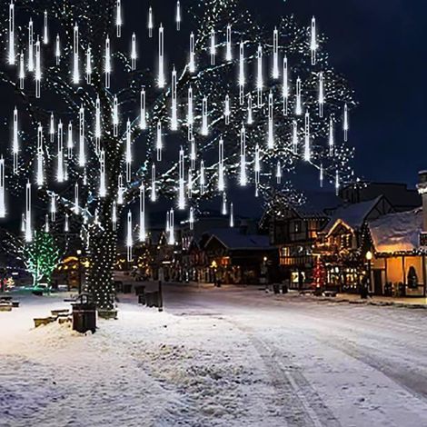 Guirlande Noël extérieur 192 LED chute neige – Météore, 8 tubes blancs – Jardin, fête (1/4)