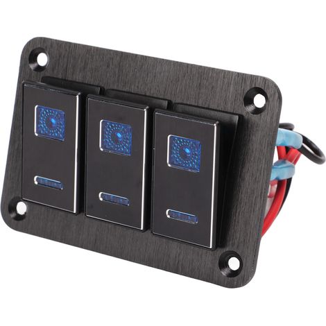 Panneau 3 Interrupteurs à Bascule Étanche DC12V-24V 30A 5 Broches LED Bleue, Fixation Flexible PC pour Camping-car, Voiture, Bateau (1/5)