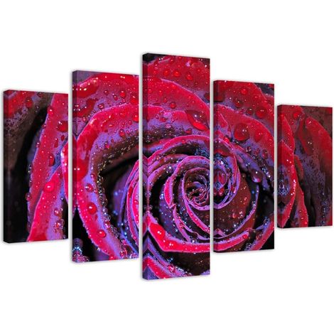 Stampa su tela 5 parti, Rosa rugiadosa - 200x100 (1/4)