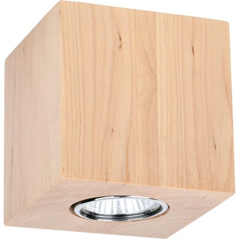 Plafonnier en Bouleau Naturel Design Cube pour 1 Ampoule WOODDREAM (1/2)