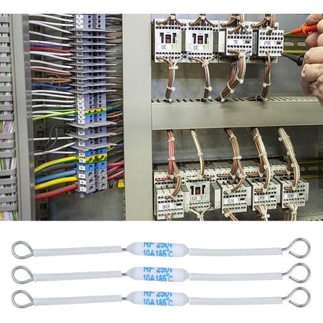 20 fusibles thermiques en céramique RF 250 V 10 A à coupure thermique pour appareils électroménagers (90 mm / 3,5 pouces, 185 °C) (1/5)