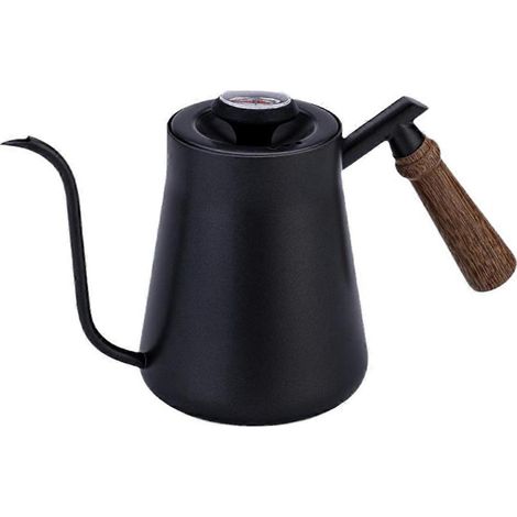 Bouilloire à café manuelle avec poignée en bois, noire (1/5)