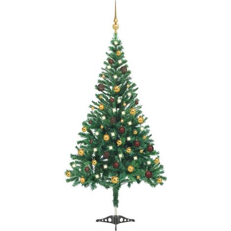 Sapin de Noël artificiel 210cm LED et boules/Arbre de Noël pour Déco 910 branches -WYW59629 (1/5)