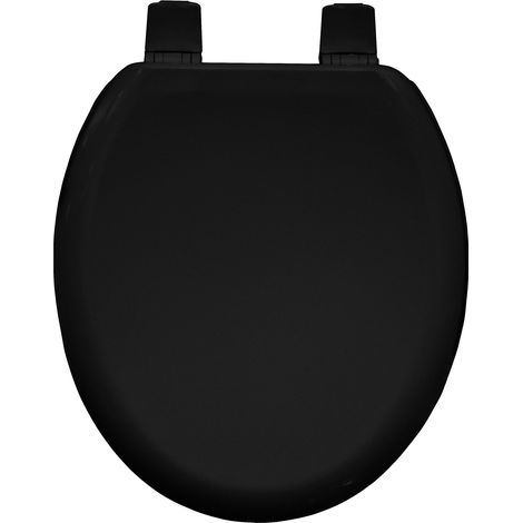 Traditional Toilet Seat Black Bathroom Round Bottom Fix Wood Bemis Sta-Tite (1/3)