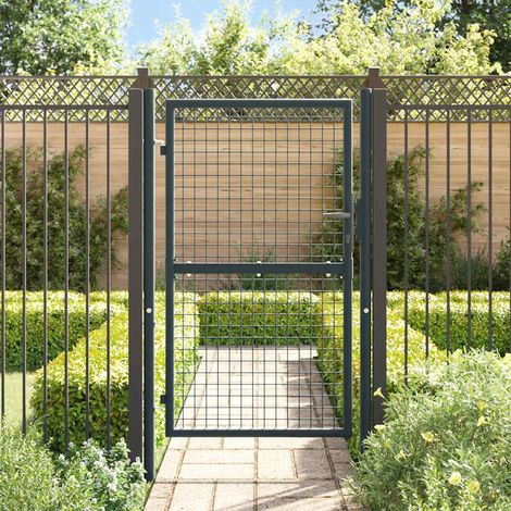 Porte de jardin en maille - Portail de clôture - Portillon de jardin Acier galvanisé 100 x 200 cm Gris fr10287 - Maison La Vie (1/5)
