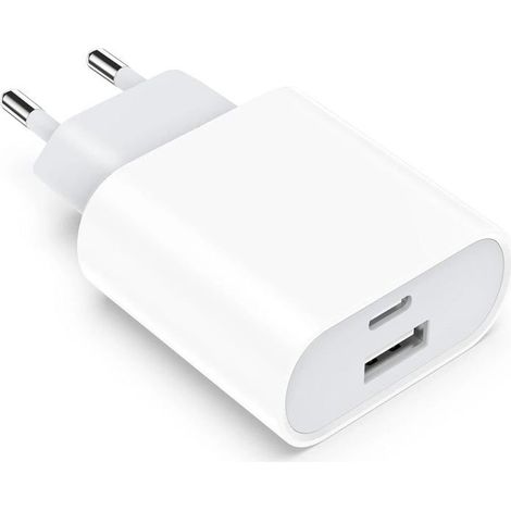 Chargeur USB C, Prise Multiple Secteur 20W Rapide, pour iPhone 17/16/15 Pro Max/14 13/12/11/SE/X/XS/XR/iPad, Samsung Galaxy (1/5)