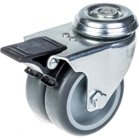Drehrollen - ZHONGSHAN - 75mm - Graugummi - Tragfähigkeit 100kg - Integrierte Bremse