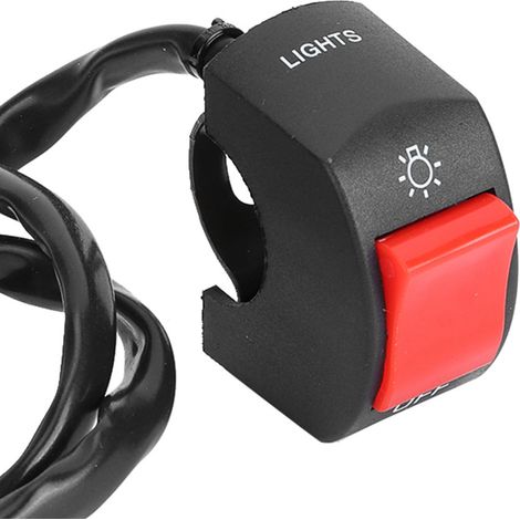 Guidon Moto 7/8 Pouces avec Interrupteur LED Phare Avant Bouton Rouge Marche/Arrêt (1/5)