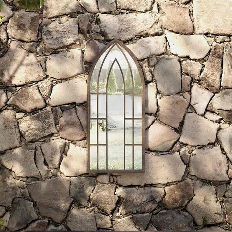 Miroir de jardin-Miroir décoratif-Miroir d'extérieur Sable 70x30 cm Fer pour utilisation extérieure 954431 (1/5)
