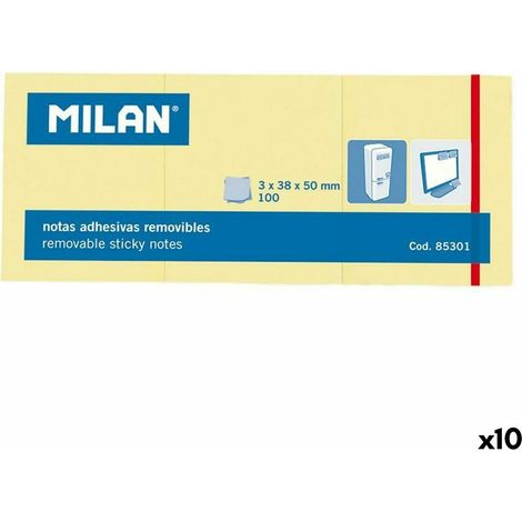 Notas adhesivas 3x38x50/100K amarillas Mil谩n (1/2)