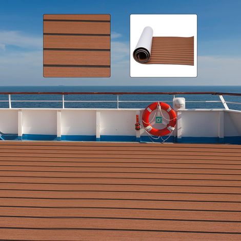 Planchers en mousse EVA, planchers marins faux Teck Eva panneau décoratif, anti - dérapant colle adhésive marine pad Boat deck, caravane, quai de natation, 269x89 cm (1/5)