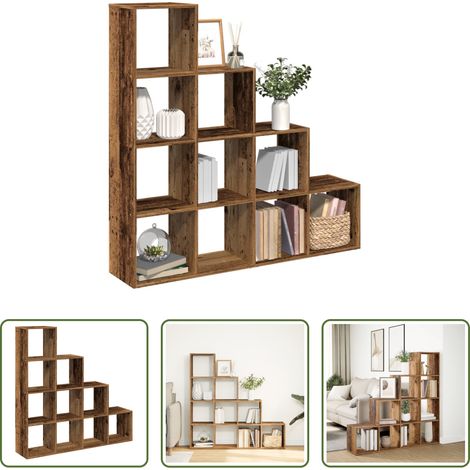 Raumteiler -  Raumteiler-Bücherregal 4 Stufen Altholz-Optik 131,5x29x131,5 cm (1/5)