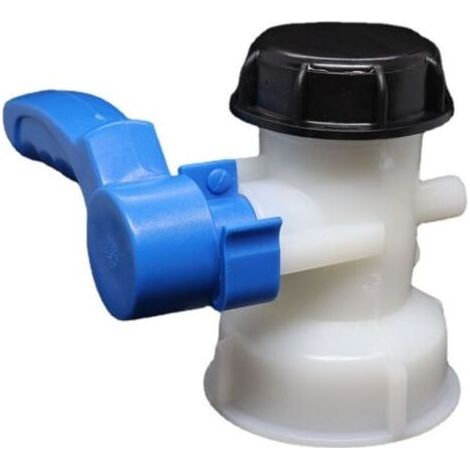 Kit de jardin : Adaptateur IBC DN40. Vanne de sortie à bille à filetage grossier de 62 mm pour conteneurs IBC et citernes d’eau de pluie, avec raccord de tuyau simple. (1/5)