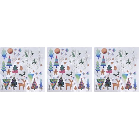3PCS Autocollant de Noël pour Fenêtre, Décorations de Noël pour Salon, Vitrine Statique