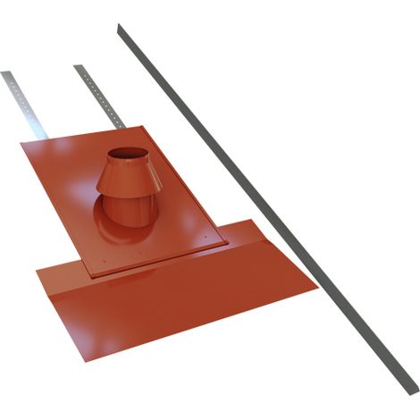 Poujoulat – Solin de toit couleur brique 30-45° – Largeur 80mm – Étanchéité pour tuiles – Installation sécurisée