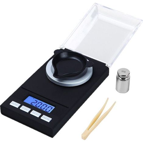 Balance de Precision Milligrammes 50g x 0.001g, avec Affichage à LED Échelle, Balance de Poche avec Poids D'étalonnage