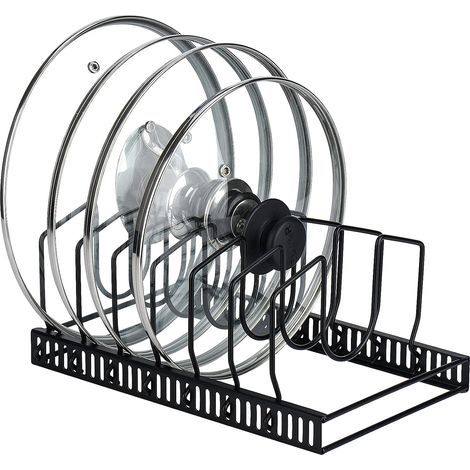 Organisateur de couvercles 7+, réglable, pour couvercles de casseroles, planches à découper et assiettes, noir (1/5)
