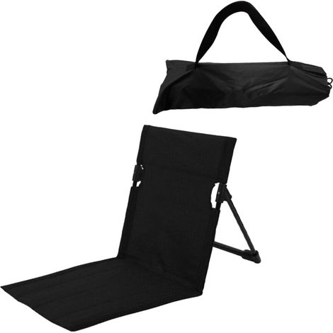 Coussin de chaise de plage pliable - Coussin de chaise de plage - Coussin de chaise avec sac de transport - Accessoires de camping - Chaise de sol avec support dorsal pour jardin - Noir (1/5)
