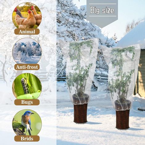 Grande housse de protection hivernale transparente 120x180cm en PE, couverture anti-gel pour serres jeunes arbres et grands plants