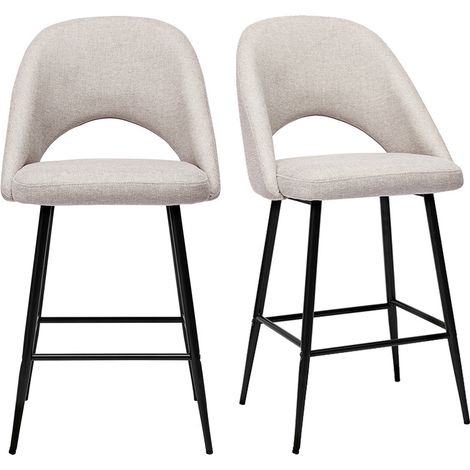 Sgabelli da bar in tessuto effetto velluto testurizzato beige H65 cm (set di 2) COSETTE