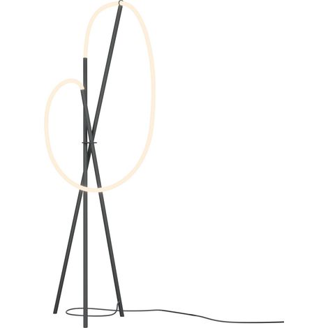 Maytoni Crochet Lampadaire trépied moderne à intensité variable noir 3000 K 2500 lm abat-jour blanc